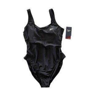 Reebok Women's Scoop-Neck Athletic One-Piece Swimsuit Black Size S NWT $62
